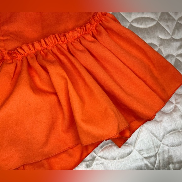 Nasty Gal Off The Shoulder Drop Frill Hem Swing Flowy Dress Size 4 US Orange - Picture 13 of 14